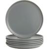 Double Line 10.5" Dinner Plate, Set of 6, Matte Gray