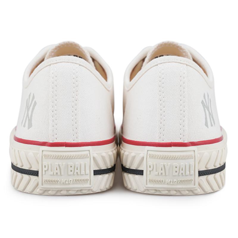 MLB Playball Slip Resistant, Abrasion Resistant, Breathable, Lightweight Low Top Canvas Shoes Unisex White Sneakers 32SHP1111-50W