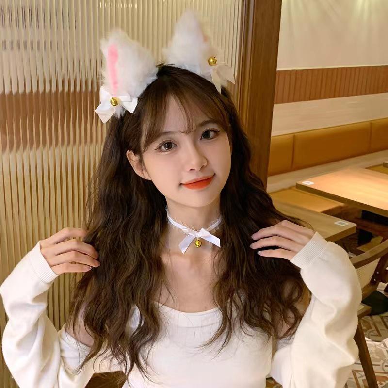 Adorable Plush Cat, Rabbit & Fox Ears Headband with Bells - Animal Ear Hair Accessories