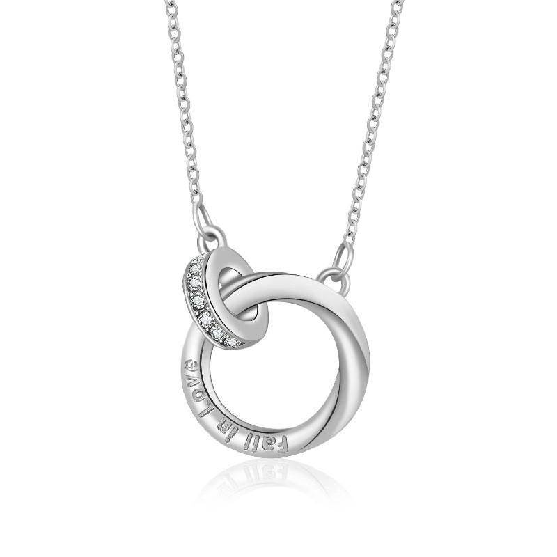 Contemporary Steel Titanium Double Ring Necklace For Women With Stunning Geometric Pendant For Occasion Any