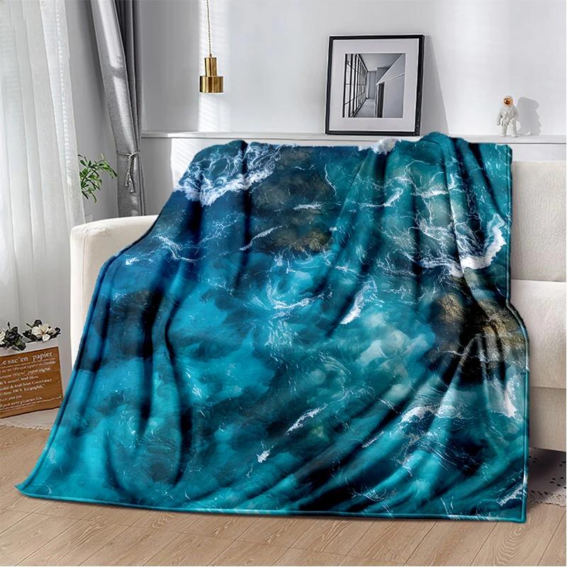 29 Style New Sea Water Beach Reef Nature Scenery 3D Blanket,Soft Throw Blanket for Home Bedroom Bed Sofa Travel Picnic Cover Kid