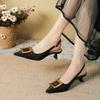 Baotou back empty shallow mouth high heels women's summer new square buckle design temperament commuter kitten and sandals are not tired