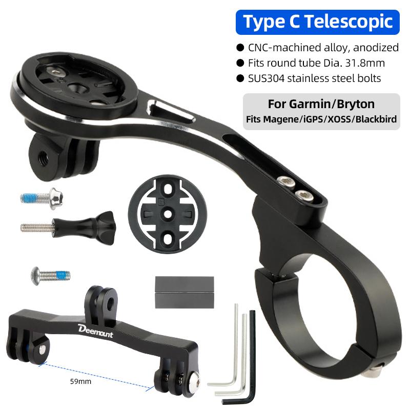 MTB Road Bike Handlebar Extended Bar Computer Mount for Garmin/Bryton/Wahoo Out Front Sports Camera Front Light Stand Clip