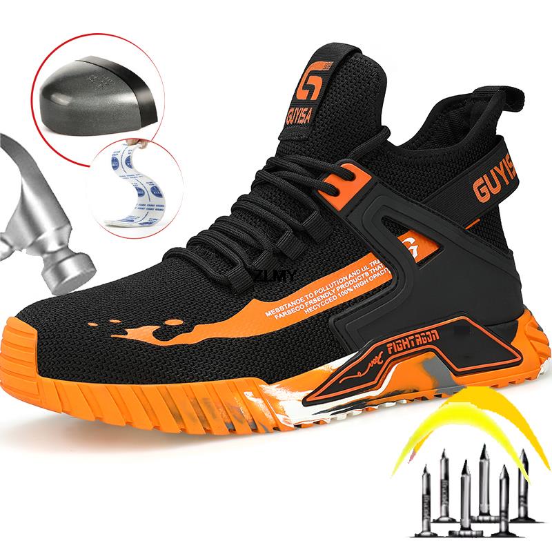 Modischer Stahlkappen-Sneaker für Herren Sicherheitsschuhe Atmungsaktive Arbeits-Sicherheitsschuhe Mann Industrielle Arbeitsschuhe Herren Sicherheitsstiefel
