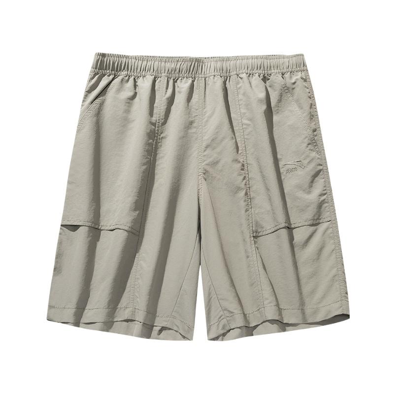 Anta Sports Lifestyle Series Solid Color Mid Waist Elastic Versatile Breathable Loose Cargo Shorts Men Shorts 952528503-6