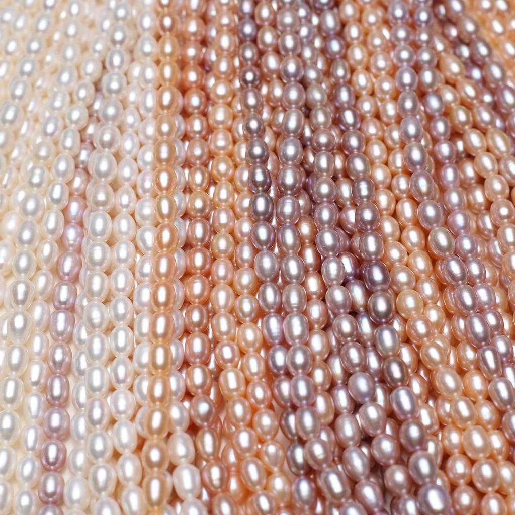 1String, Chic White Pink Purple 7-8mm Rice Artificial Pearl Beads for DIY Jewelry, Valentine's Day, Wedding Decorations - Elegant Craft Supplies 36cm