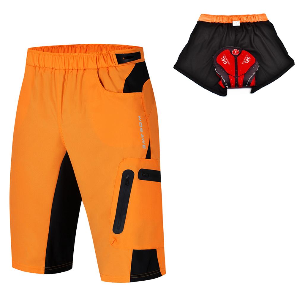 Men 2 In 1 Cycling Shorts Breathable Quick-Drying MTB Mountain Bike Baggy Shorts with 3D Padding