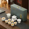 Dehua Sheep Fat Jade White Porcelain Kung Fu Tea Set