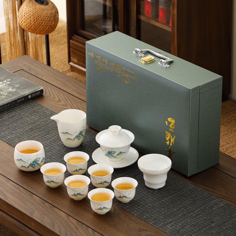 Dehua Sheep Fat Jade White Porcelain Kung Fu Tea Set