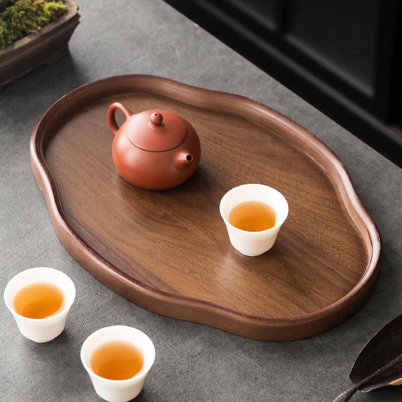 Chinese Style Walnut Finish Bamboo Serving Tray