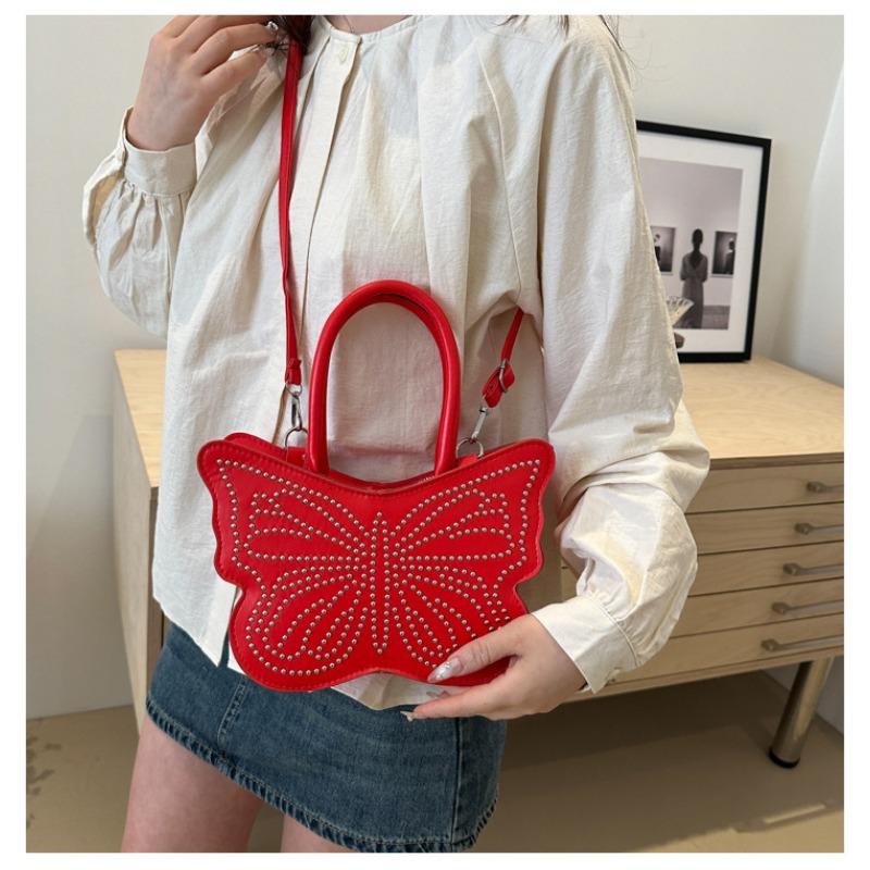 Bow Tote Square Bag Dámská Rivet Fashion taška přes rameno Crossbody kabelka