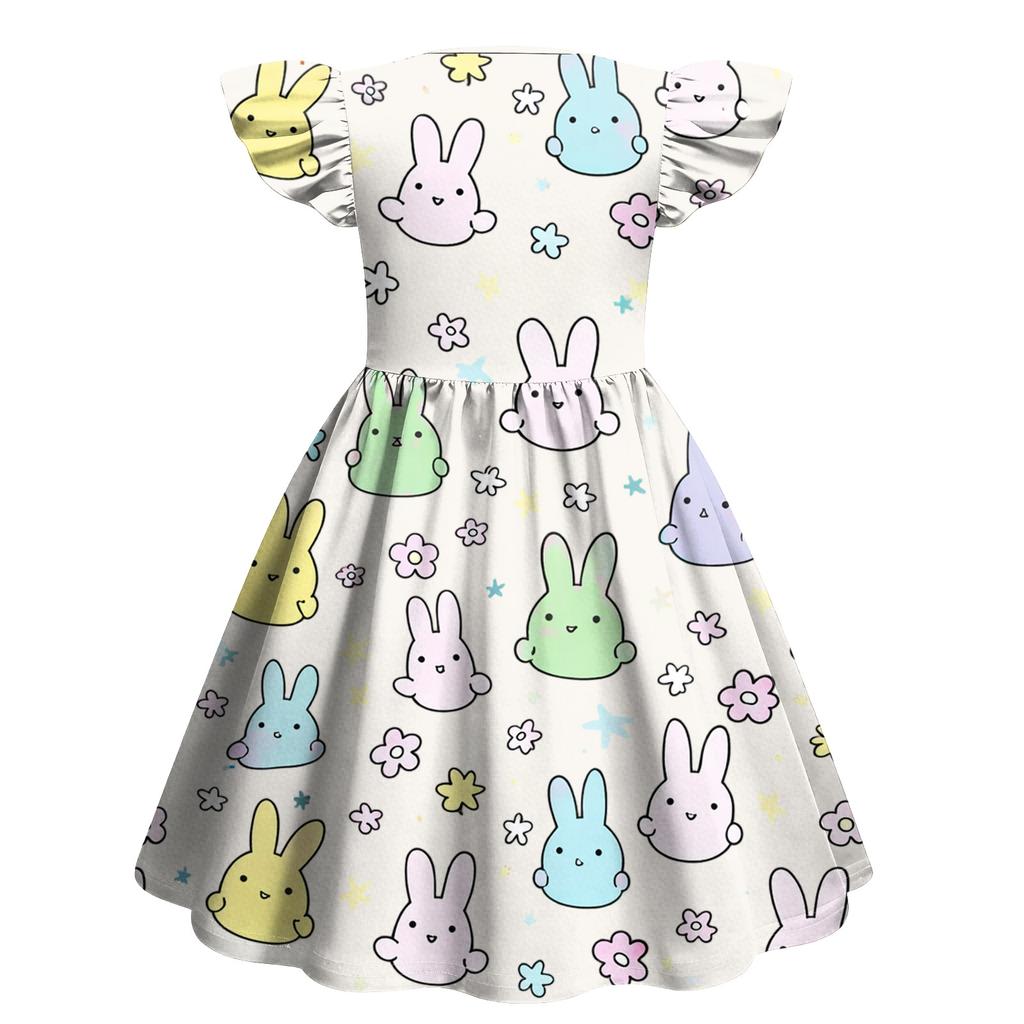 Gyermek Divat Alkalmi Repülő Ujjú Ruha