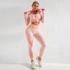 Womens 3-Piece Yoga Set With Built-in Bra Top Long Sleeve Jacket High-Waisted Leggings Gym Running Dance