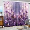 2pcs Purple Butterfly Printed Curtain for Home Decor - Rod Pocket Window Treatment for Bedroom   Office   Kitchen and  Living Room