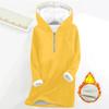 Fashionable women's fleece hooded solid color zipper long-sleeved top