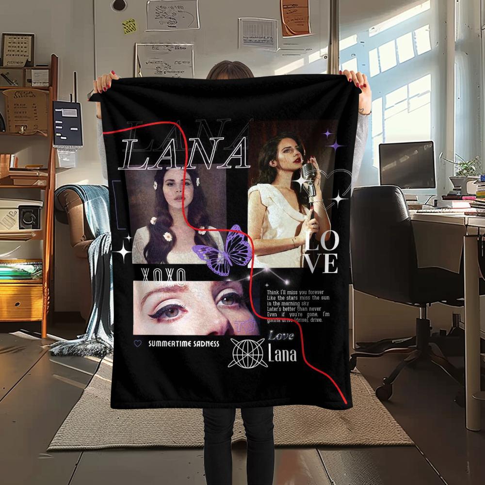 1 Adet Lana Del Rey Baskılı Flanel Battaniye, Yüksek Kalite, Dört Mevsim İçin Rahat, Ev Dekorasyonu, Sıcaklık ve Konfor, Noel Hediyeleri İçin Mükemmel