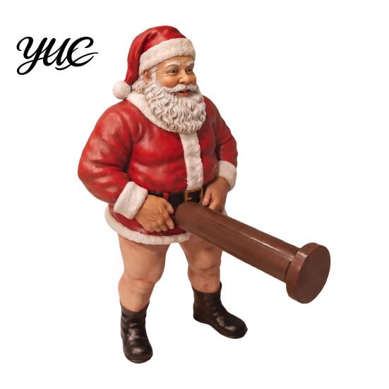 Christmas Kitchen Counter Decor Naughty Santa Toilet Paper Holder, Funny Character Design Holiday Stand Towel Stand, Stable Base Decorative Organizer