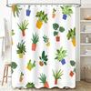 Vibrant Indoor Plants Bath Mat Shower Curtain Perfect Decor For Your Bathroom With Green Foliage Flower Patterns Size Customizab