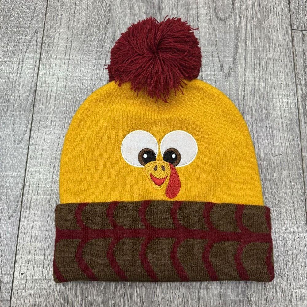 Acrylic Knitted Beanie Hat Warm Embroidered Beanies Funny Thanksgiving Hat  Themed Party