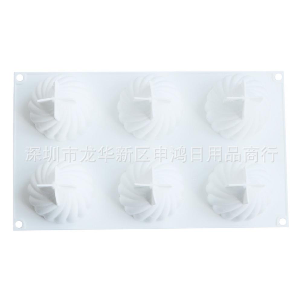 6 with Onion Tip Cyclone Cake Silicone Mold White Mousse