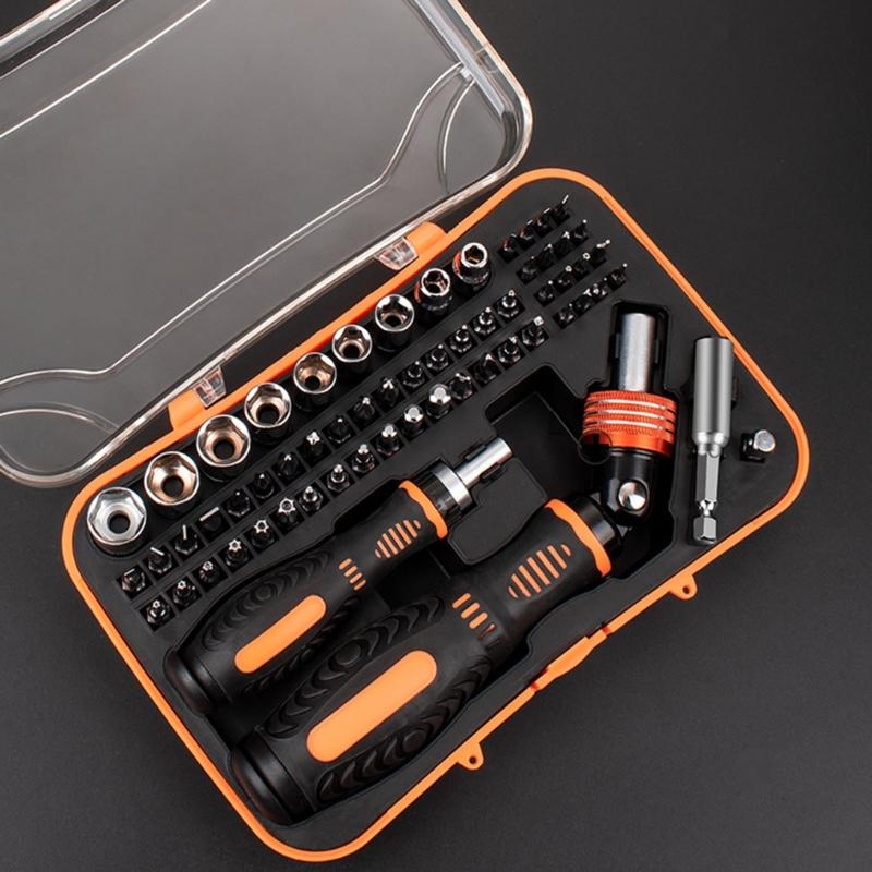 MultiFunction Hand Tool Kit With Ratchet Wrenches Handle And Screwdriver Set For Repairs