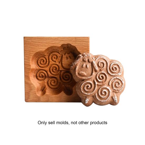 Molde de bolo de lua, acabamento fino, madeira reutilizável, esculpida, animal, flor de rosa, molde de biscoito para festival de meio outono