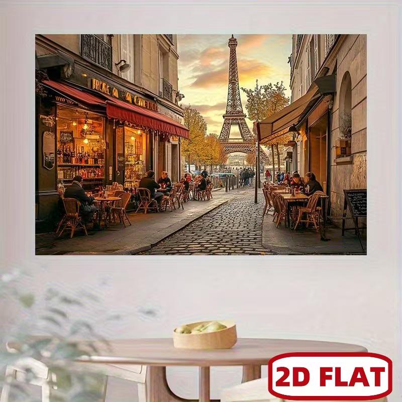 Paris Street Cafe Tapestry, Eiffel Tower Background Cloth, Home Decor