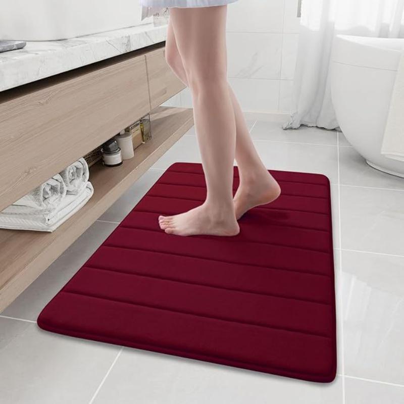 

Смугасті килимки для підлоги у ванній кімнаті з коралового вельвету, побутові абсорбуючі килимки для підлоги у ванній кімнаті, придверні килимки 40*60cm вина червоного кольору
