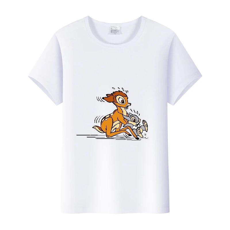Mode Bluse Disney Cartoon Bambi Mädchen T-Shirts Sommer Crop Tops Ästhetisch Y2K Harajuku Kurzarm Kleidung Für Frauen T-Shirts