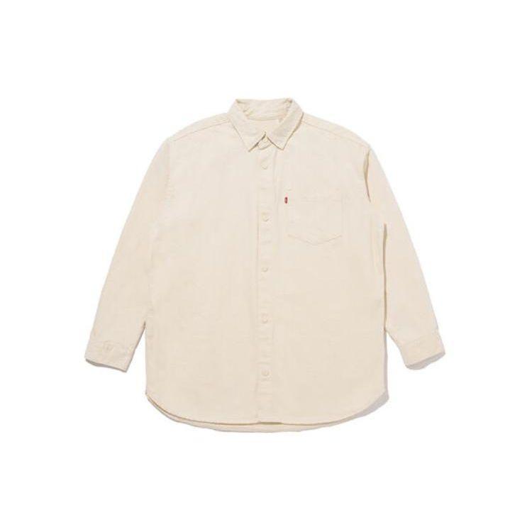 Levis Solid Color Single-Breasted Collar Long Sleeve Shirt Men Shirts White A7556-0000