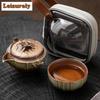 Japanese Kiln Change Love of Butterfly Tea Set Kit Retro Tea Set Complete Set Household Tea Maker Outdoor Tote Bag Collection