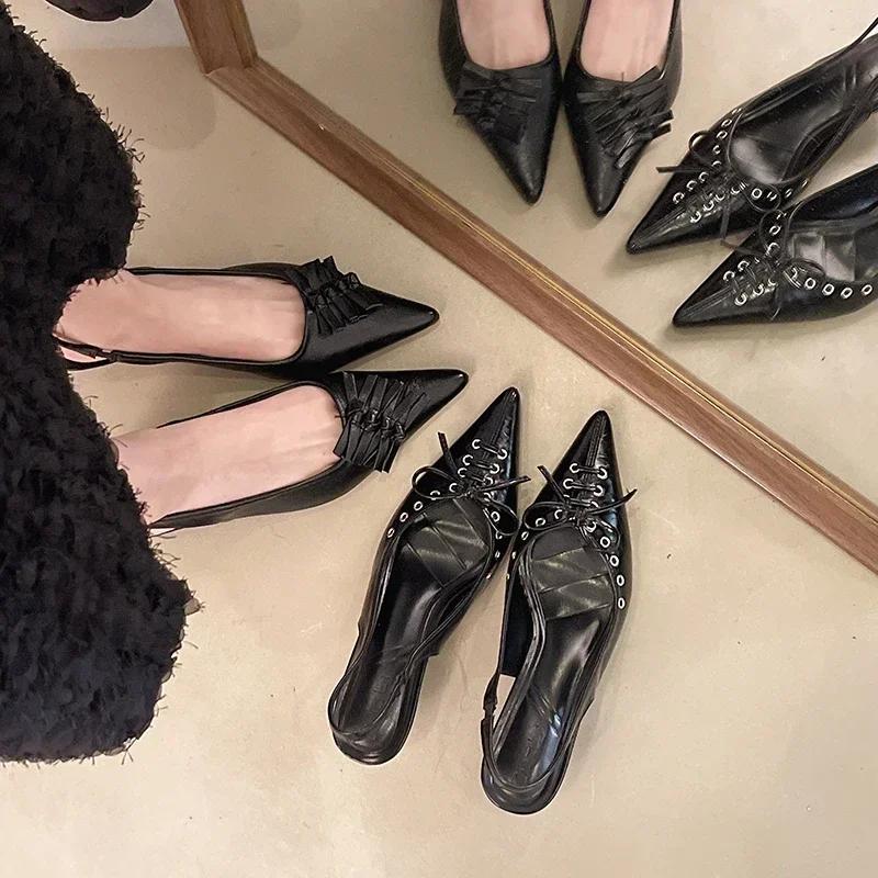 Summer New Women Fashion Sexy Party Punk Goth Pointed Toe High Heel Shoes Woman Leather Pu Footwear Buckle Strap Sandals