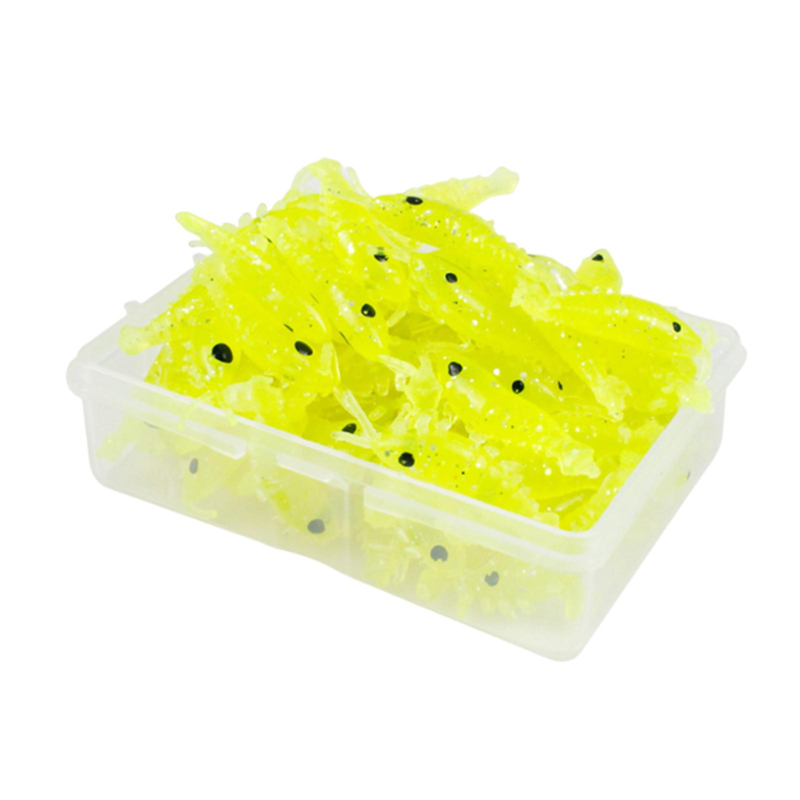 

50PCS Shrimp Lures Soft Lures Topwater Floating Lures Baits Artificial Shrimp Fishing Lures Swimbait Easy to Hook жовтий