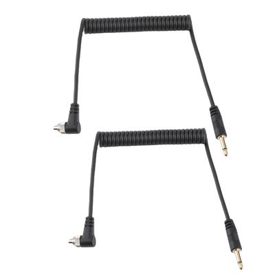 2pcs Universal 3.5mm To Male Flash PC Sync Cable Coiled Cord with Screw Lock for Digital Cameras