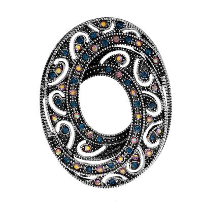 New Rhinestone Vintage Oval Shaped Brooches For Women Fashion Elegant Pin Geometric
