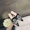 Pantoletten Stickerei Spitz Retro Schwarz Damen Pantoletten Hausschuhe und Damen Sandalen Niedriger Preis Designer Luxus Bequemschuhe
