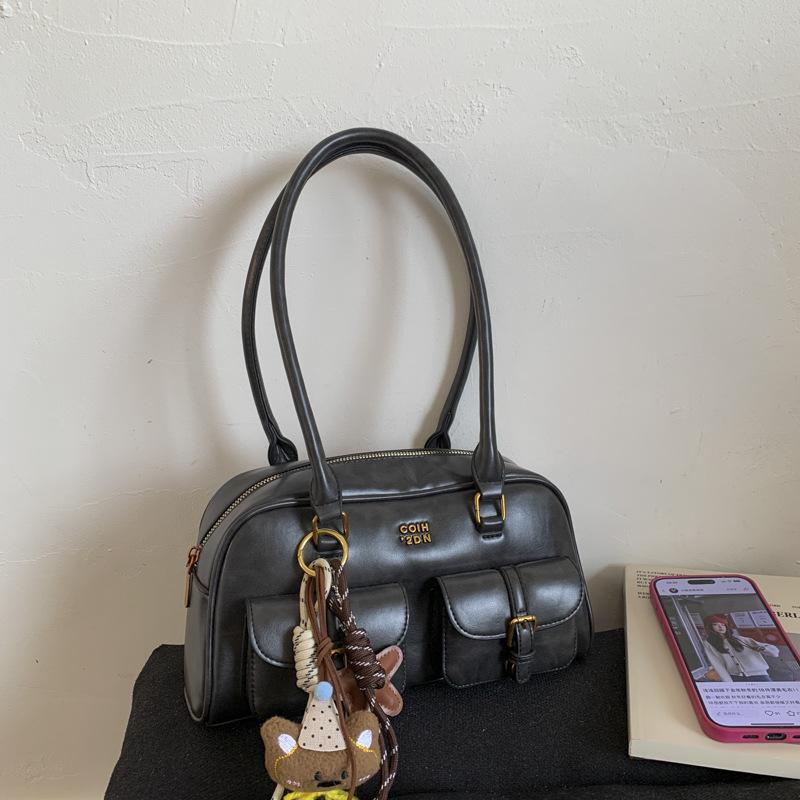 New Korean Retro Single-shoulder Bag, Fashionable and Trendy Casual Boston Bag, Stylish Bowling Bag