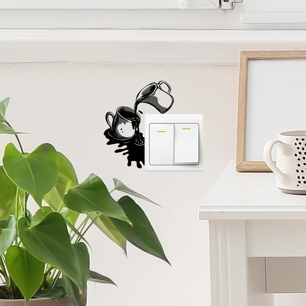 Prosty i Kreatywny Kubek do Kawy Sypialnia Salon Włącznik Naklejka Ścienna Upiększająca Tło Domowe