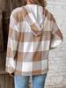 Neutral Plaid Print Hooded Long Sleeve Sweatshirt: Loose and Casual Autumn/Winter Women's Fashion