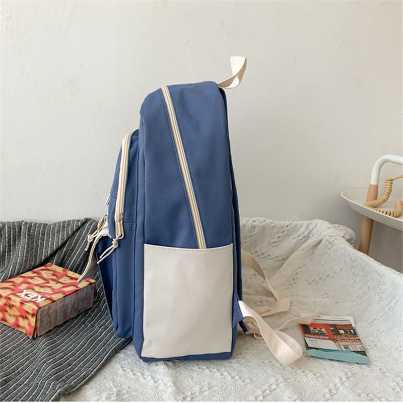 Fashion Contrast Color Women's Backpack Waterproof School Bags For Girls Large Capacity Students Bag Anti-theft School Backpack