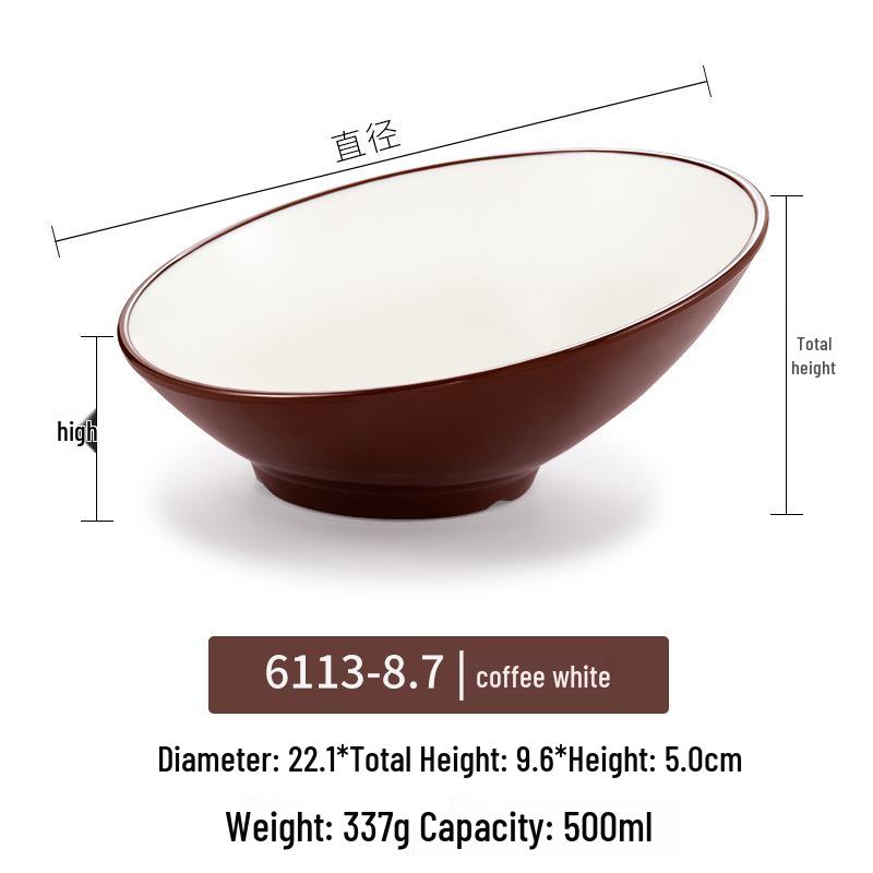 Velká šikmá melaminová mísa - Imitace porcelánu pro horký hrnec, salát a dochucovadla