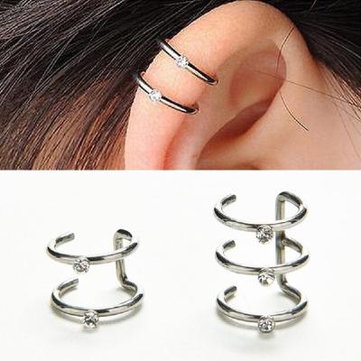 2X Creativity Cross Ear Clip U-shape Crossed earrings Non Piercing Stud Hoops