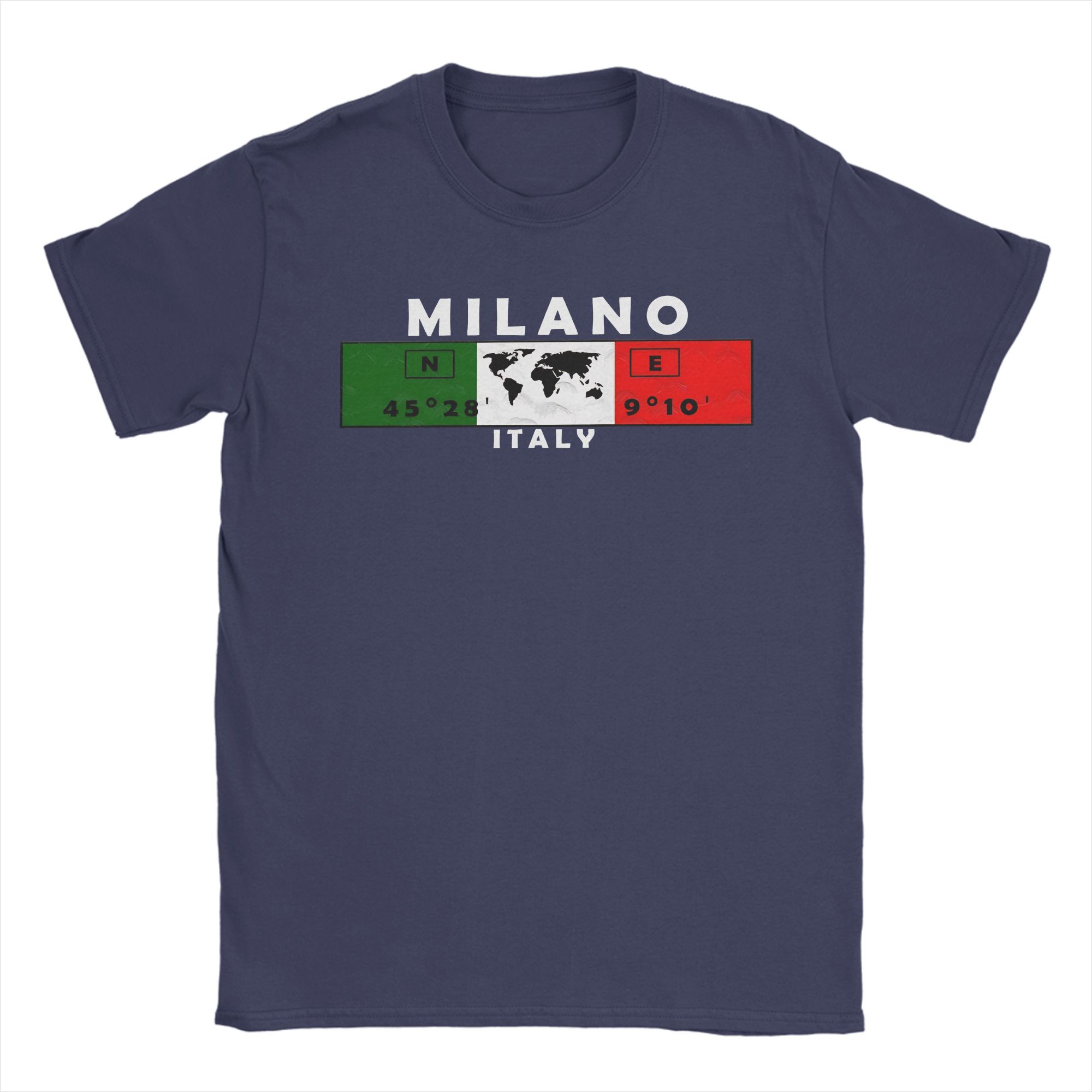 

Couple T Shirt Milano Italy GPS Coordinates TShirts Trendy Cool Beach Tee Shirt Vintage Pure Cotton Tops Birthday Present 4XL