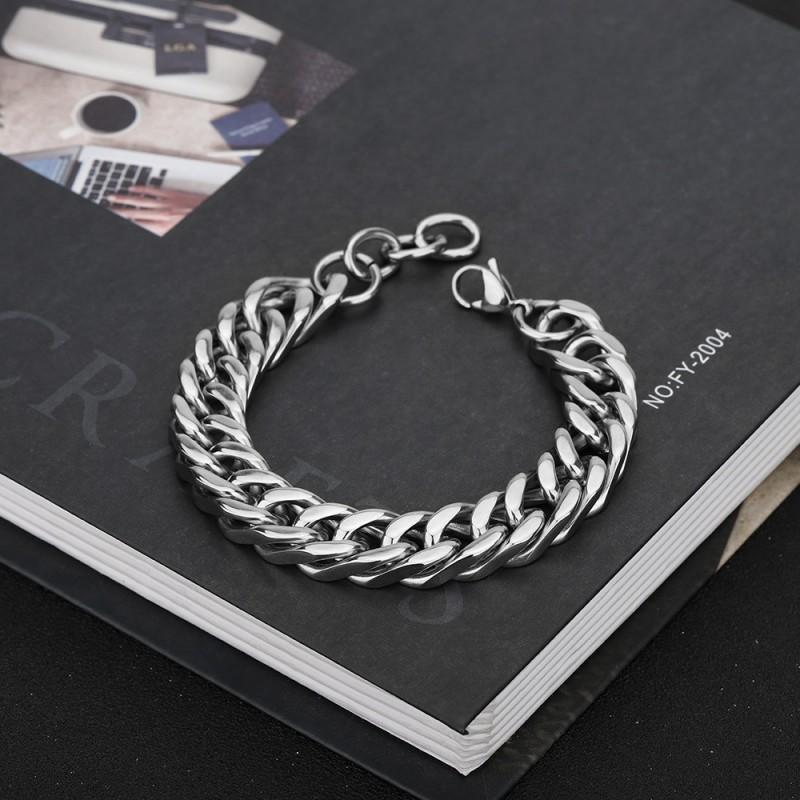 Titanium Steel Cuban Link Bracelet Men Women Geometric Design Hypoallergenic Durable Fashion Jewelry