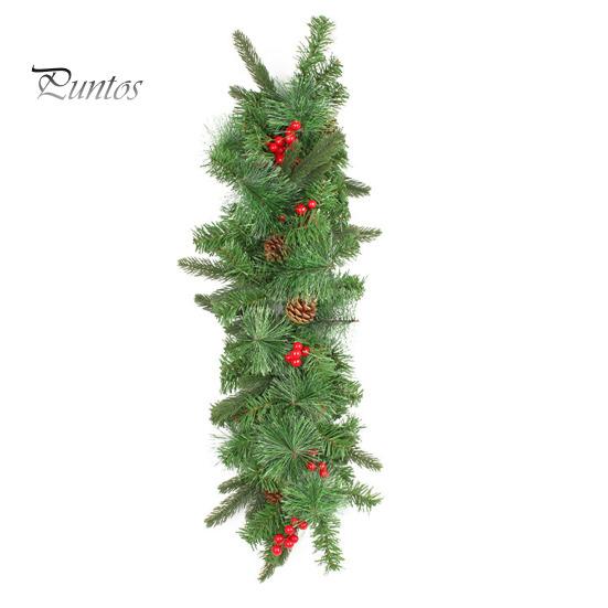 

36-дюймовая светящаяся гирлянда для почтового ящика с функцией таймера, искусственная шишка, красные ягоды, гирлянда для почтового ящика, имитация сосновых иголок, рождественская гирлянда для входной двери зелёный