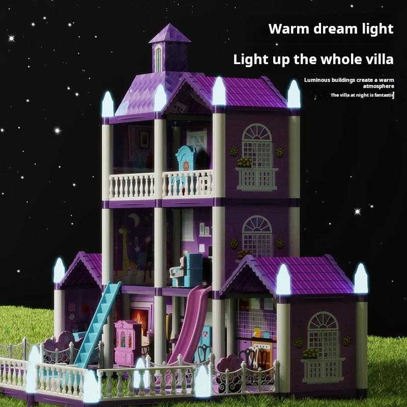Diy Large Villa Doll House Set Play House Assemble Simulation Furniture Bedroom Kitchen Kids Educational Toys Girl Boys Gifts