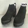 Women's High-Heel Boots, Chunky Heel Boots for Fall/Winter, Fleece-Lined Thick-Sole British-Style Short Boots