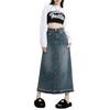 Raw Edge A-Linien-Rock Jeansrock Bustierrock Damen Sommer Retro Hohe Taille Paket Hüftrock In Der Langen Sektion Mode Jeans-Bustierrock