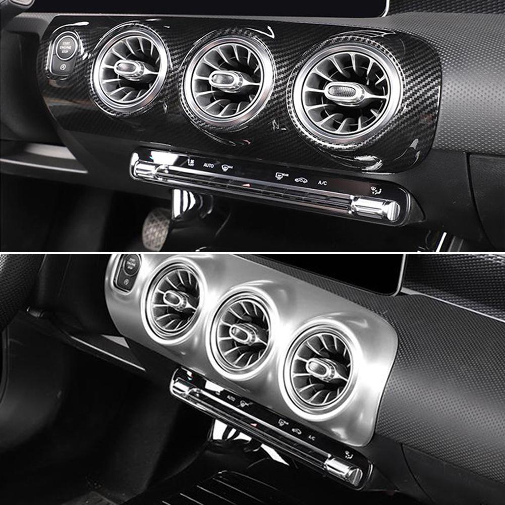 2Pcs Car Center Console Front Air Vent Cover Trim Frame Adesivos De Fibra De Carbono Patten Para Mercedes Benz A200L A180l 2019-2021