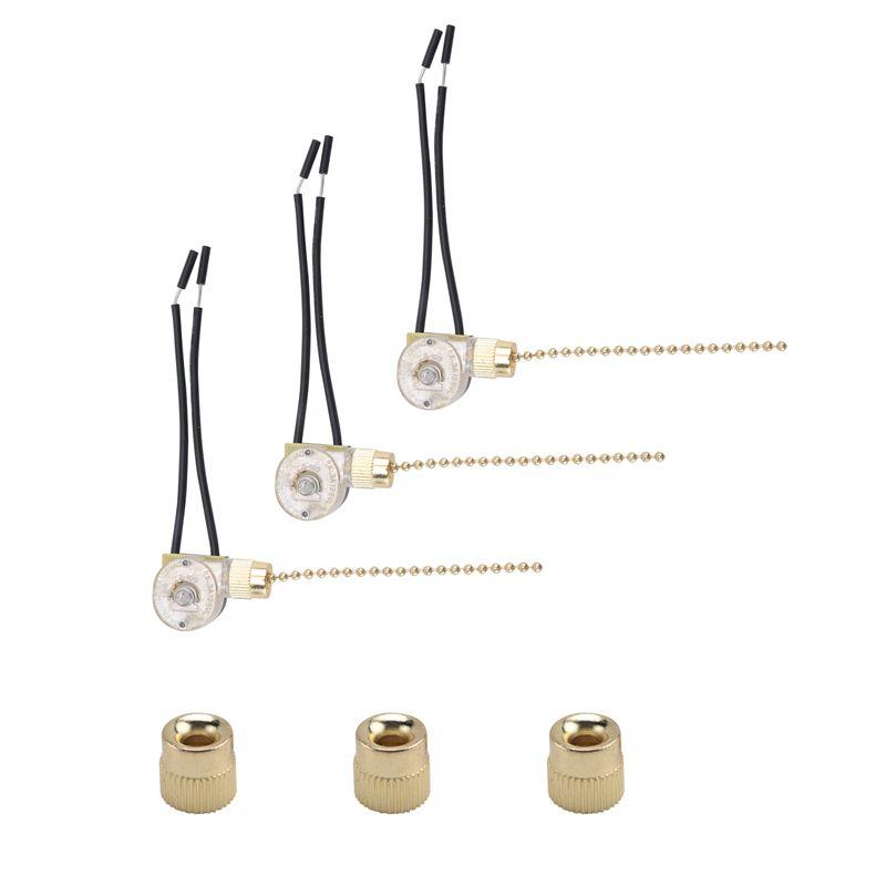 A84E-3Pack Ceiling Fan Light Switch ZE-109 Fan Switch Ceiling Pull Chain Switch Replacement